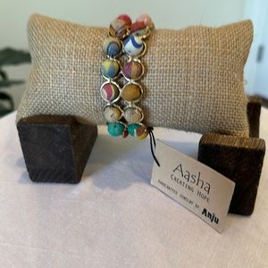 Aasha Cuff Bracelet made with Upcycled Saaris